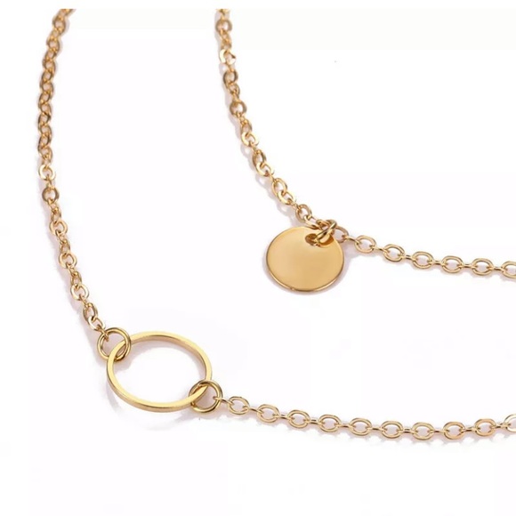 Gold circle multi-layer necklace - Picture 3 of 3